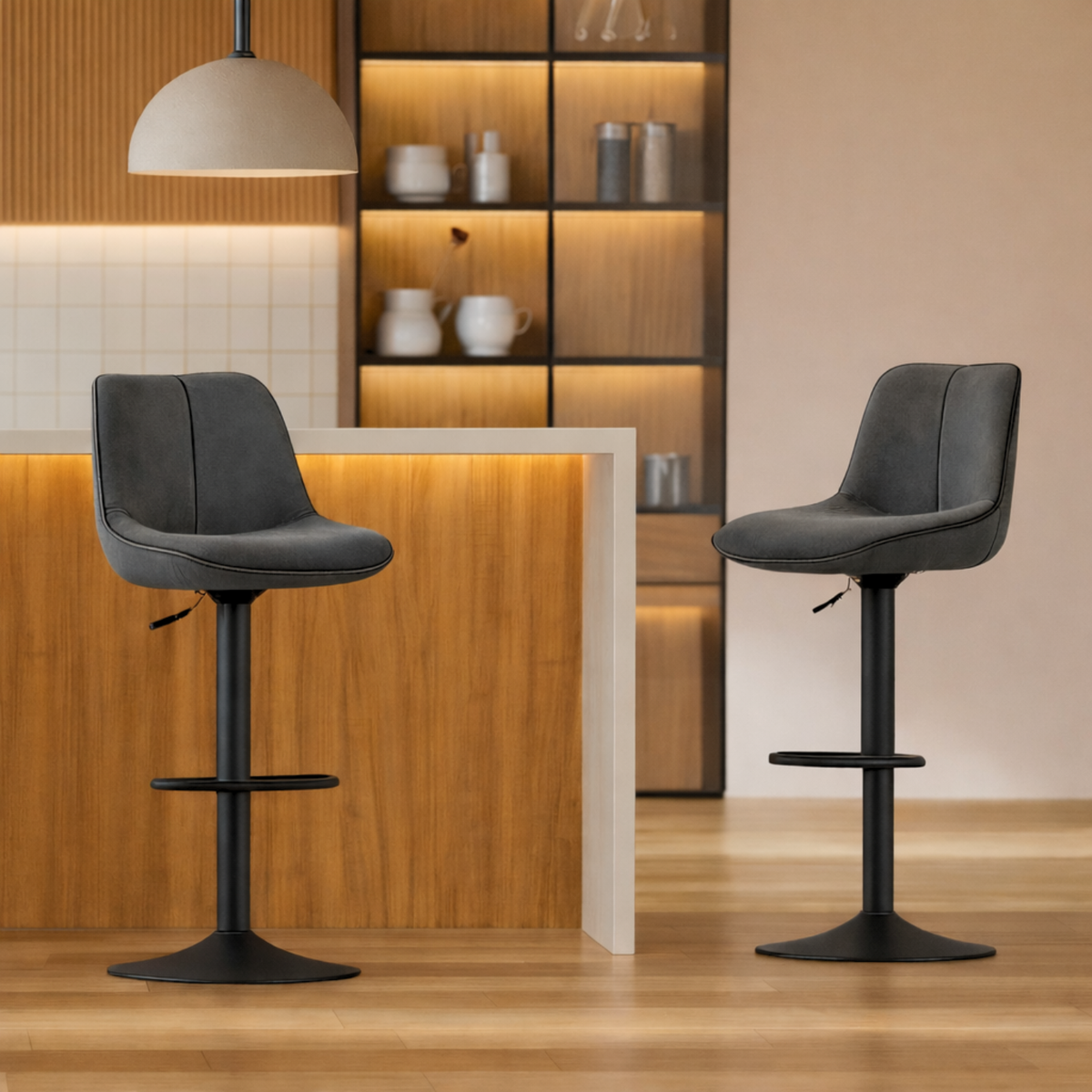 4 chaises de bar en velours sobre et accueillant – Russel