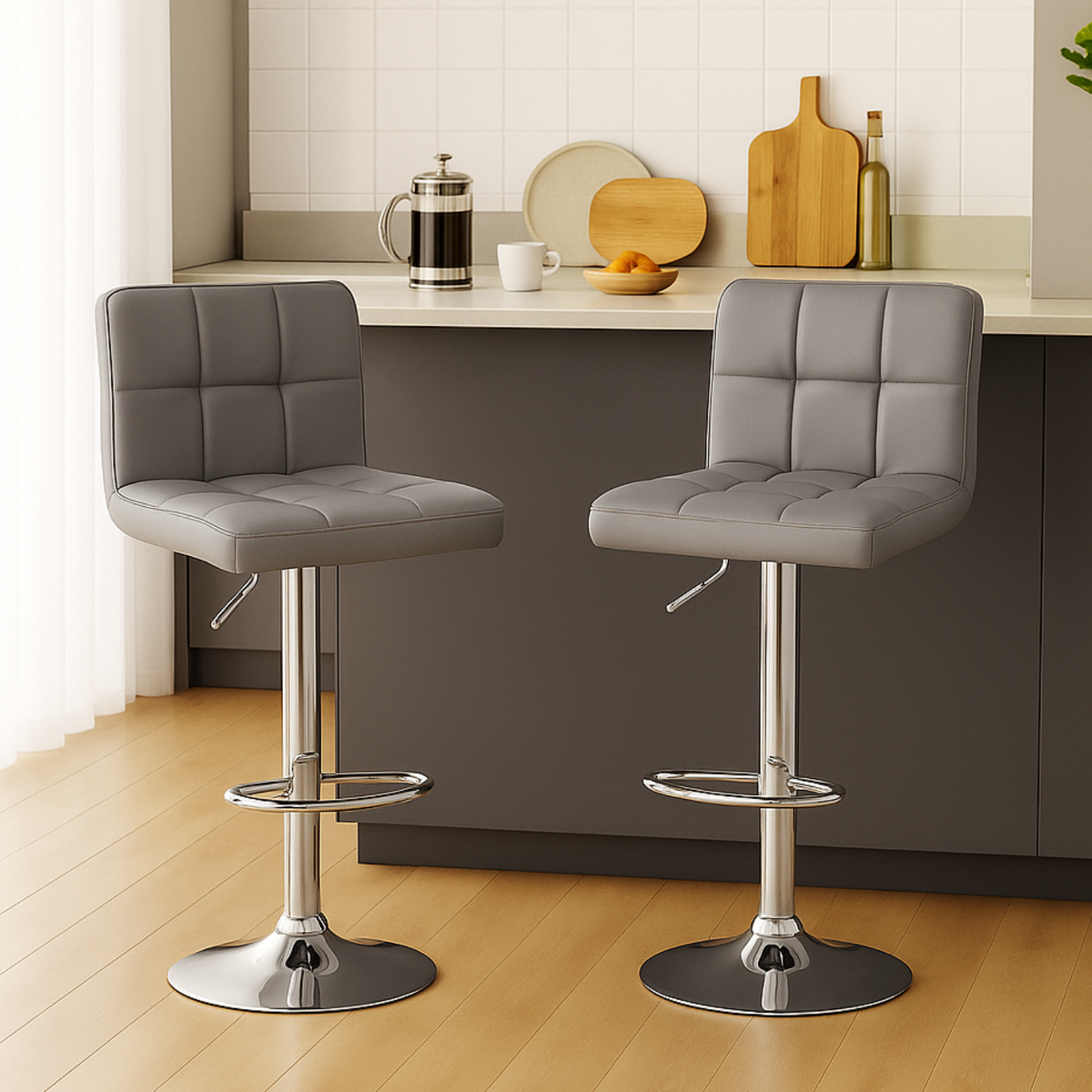 Chaises de bar au similicuir sobre et matelassé – Stella