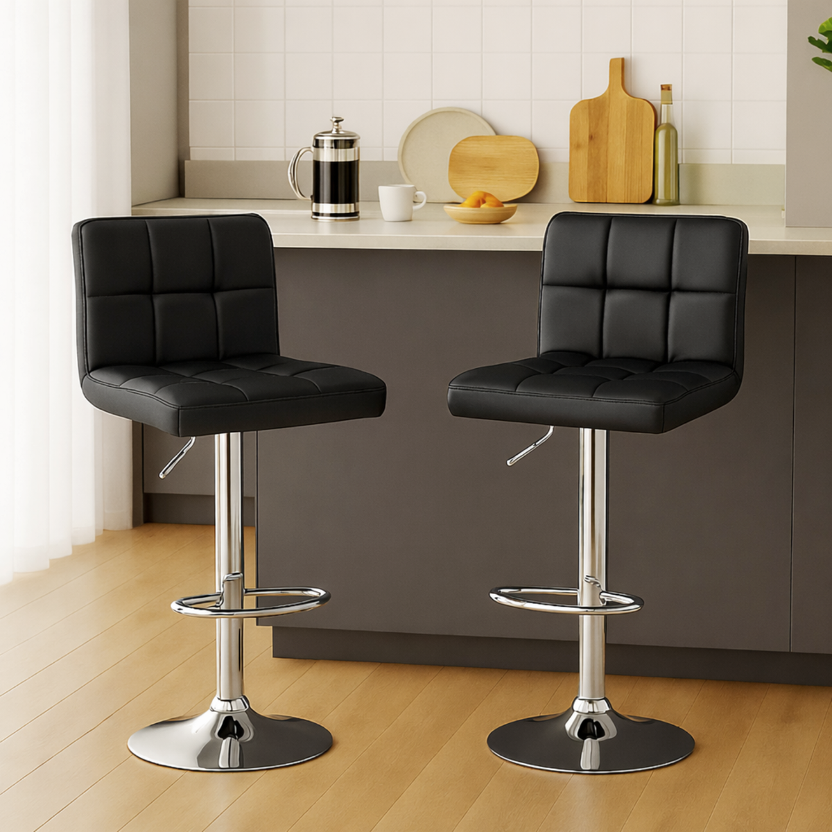 Chaises de bar au similicuir sobre et matelassé – Stella