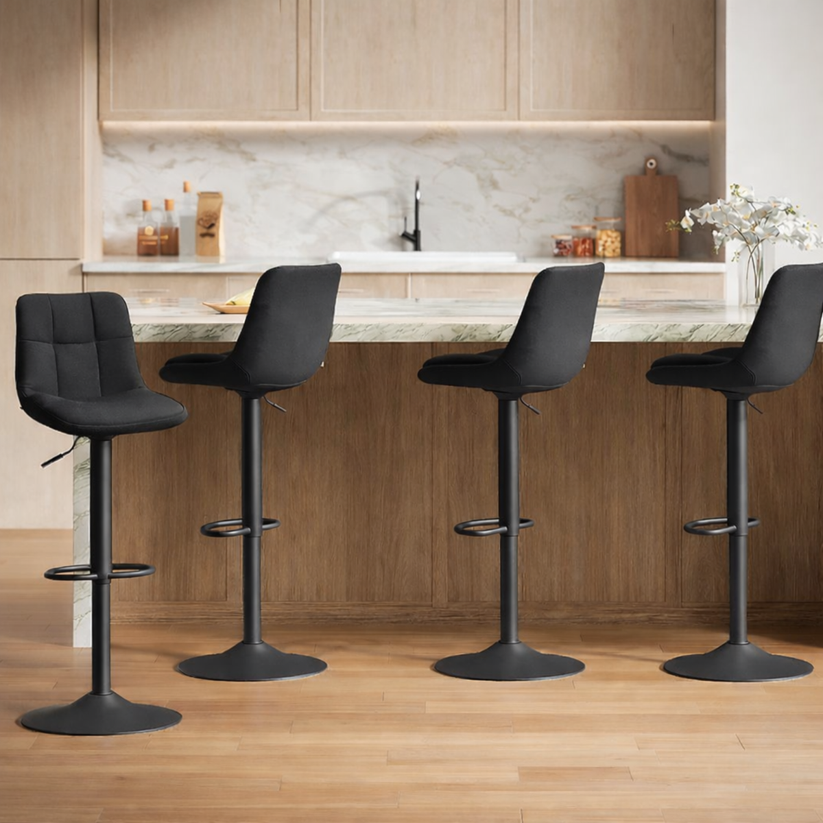 Ensemble – 4 chaises de bar au velours sobre – Norwich
