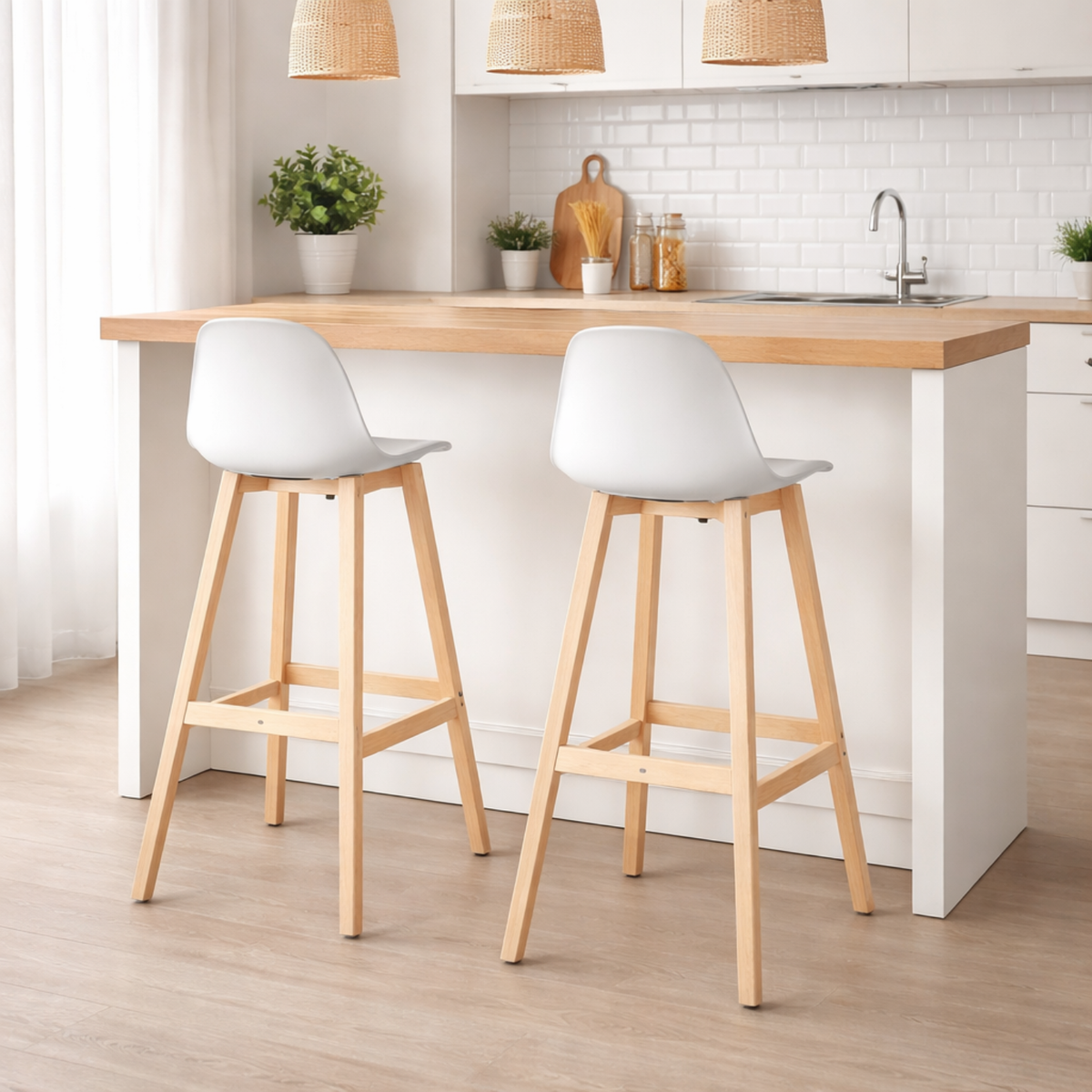 Ensemble – 2 chaises de bar 75 cm au style scandinave — Mölk