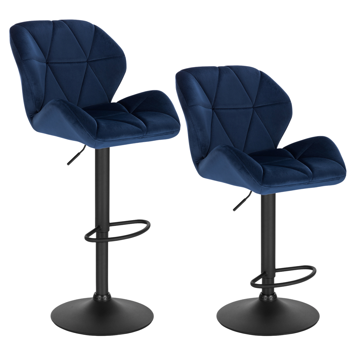 Ensemble – 2 chaises de bar stylisées et galbées en velours – Berlin