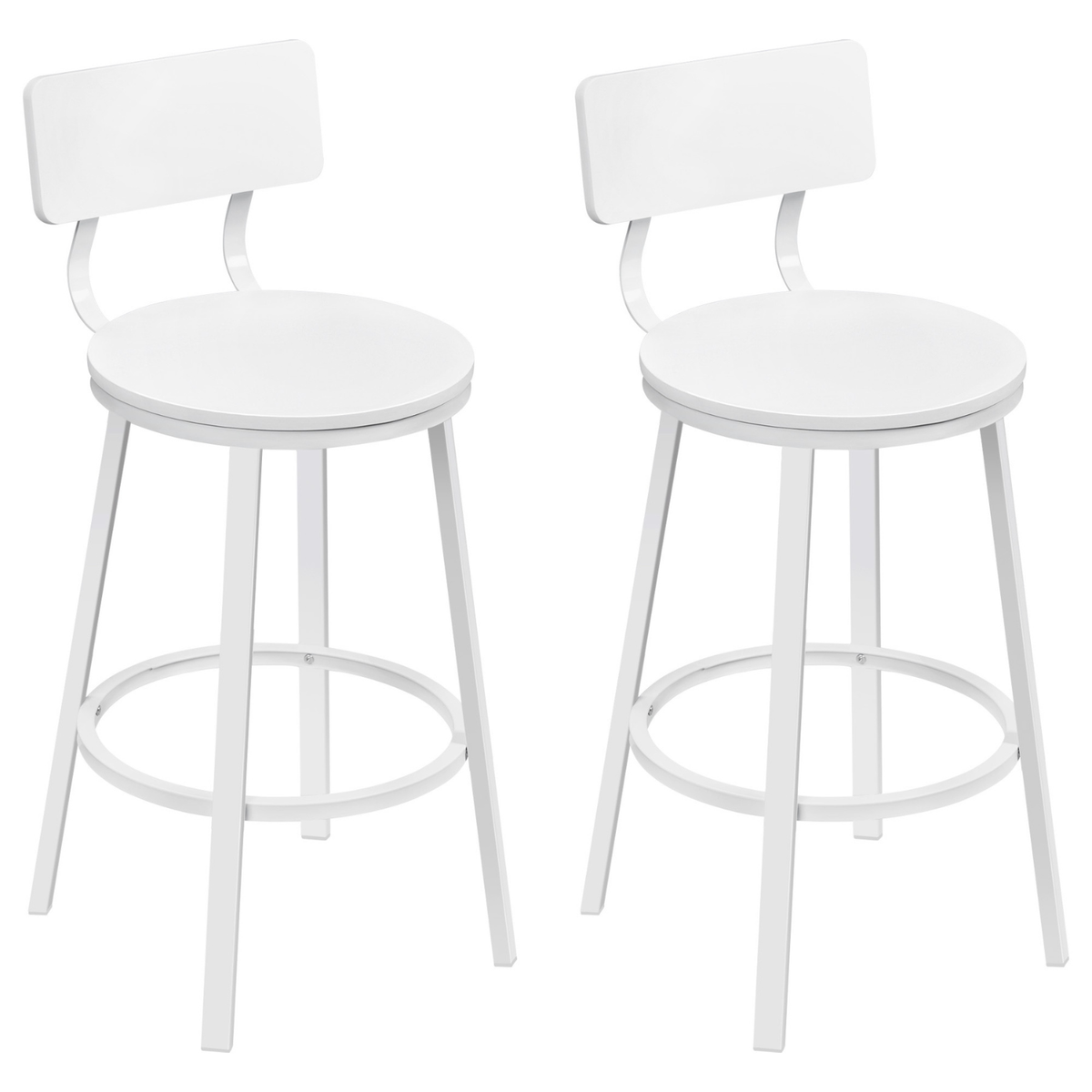 Lot de deux chaises de bar blanches avec dossier arrondi style bistrot