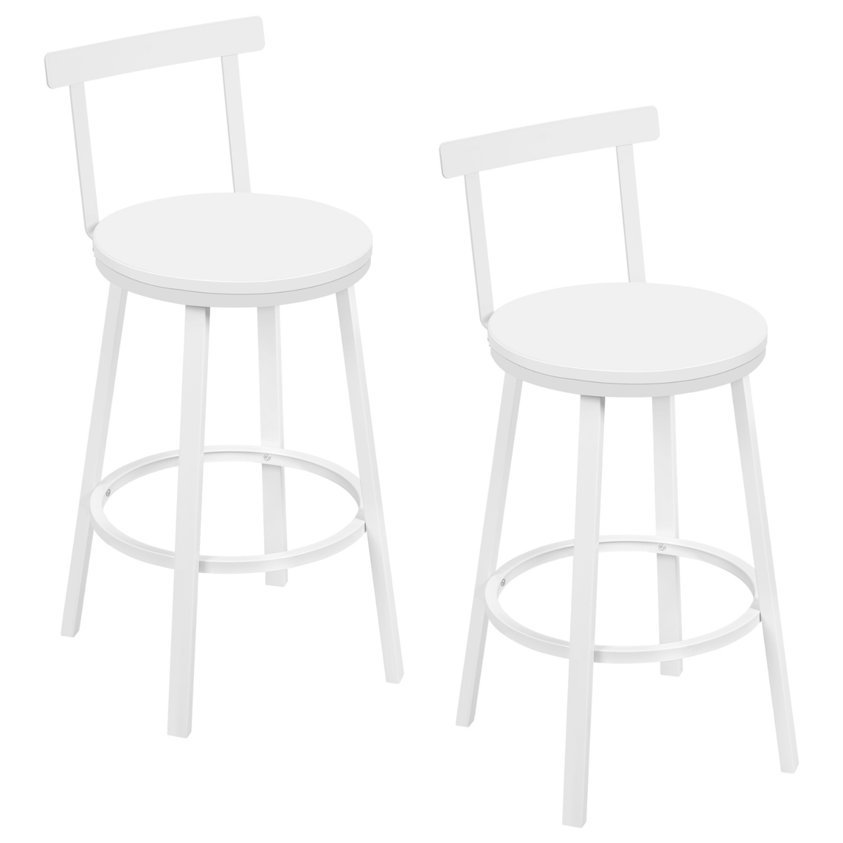 Lot de deux chaises de bar blanches avec structure en bois