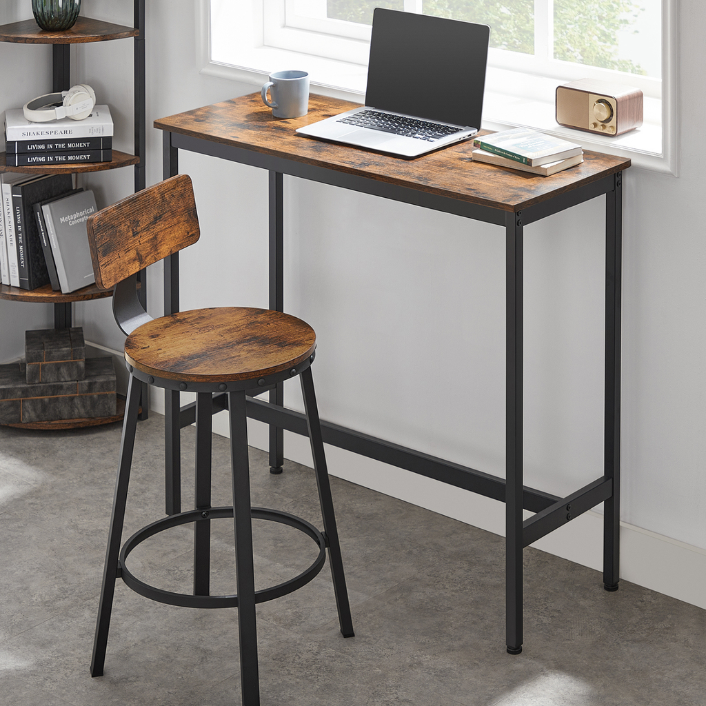 Ensemble – 2 chaises de bar au design industriel boisé – Hudson