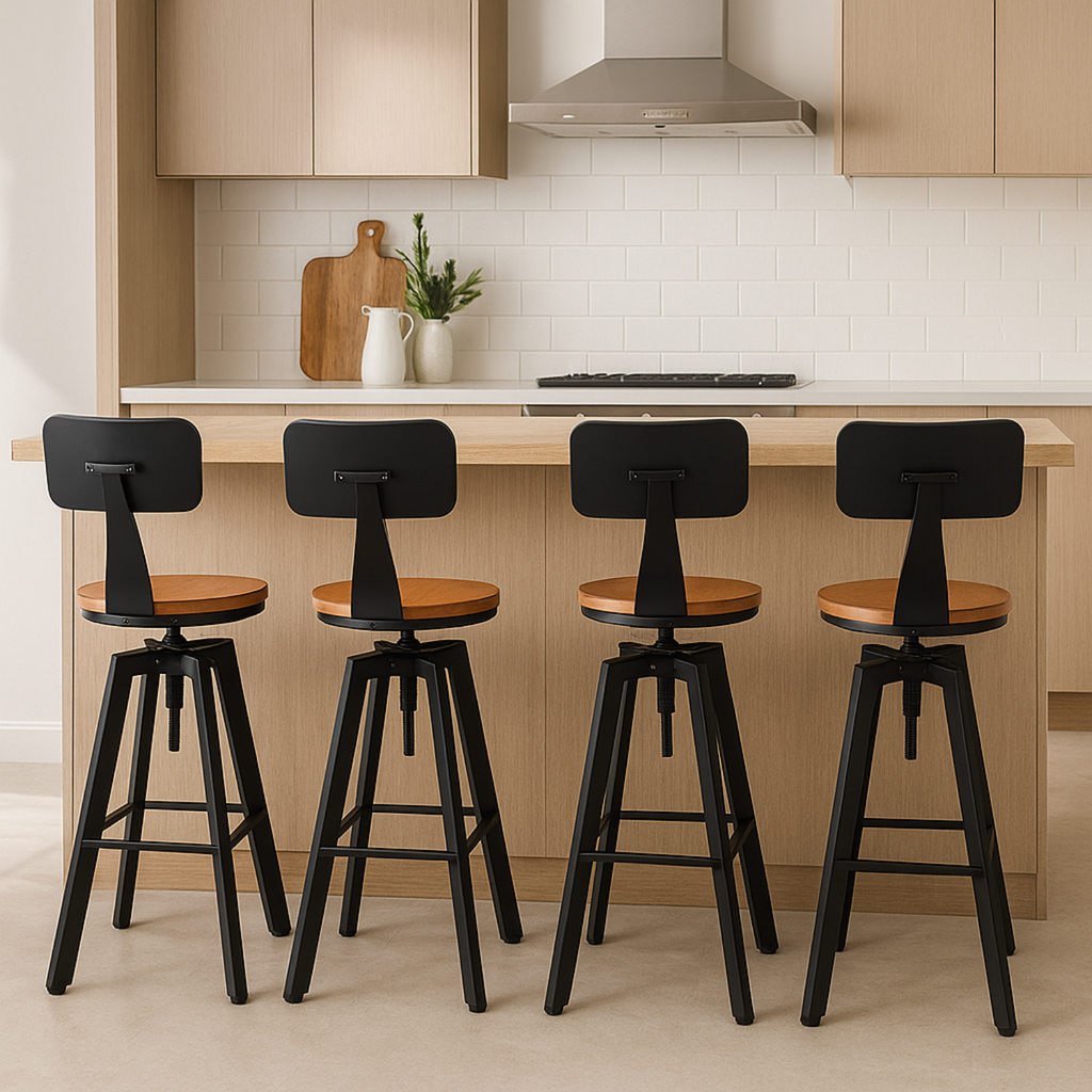 Ensemble – 2 chaises de bar innovantes au design graphique – Brik