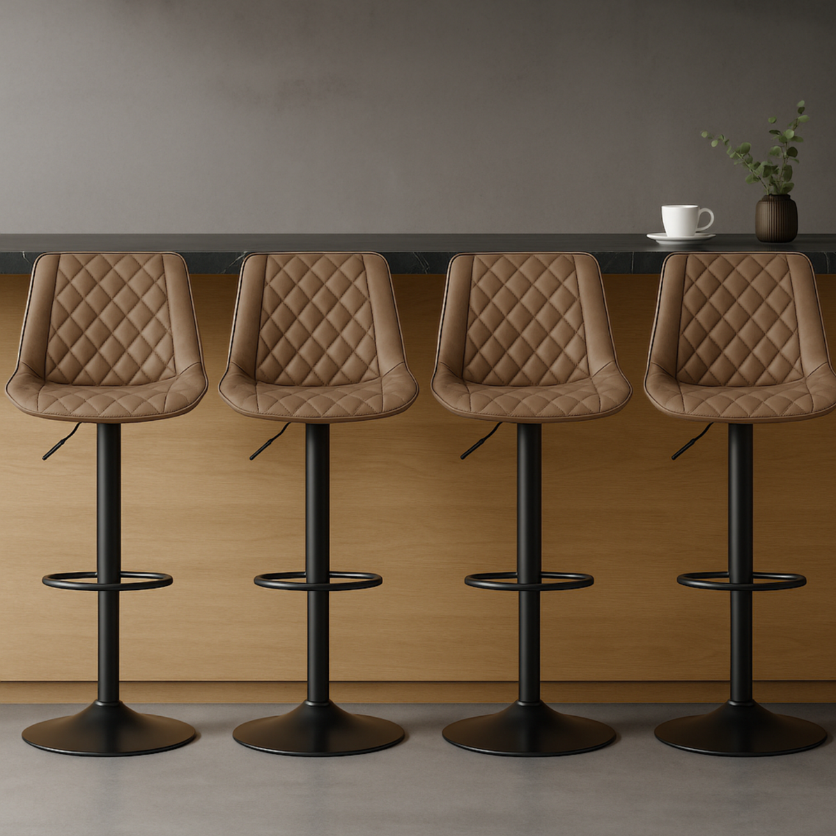 Ensemble – 2 chaises de bar en cuir vintage au confort galbé – Marlow