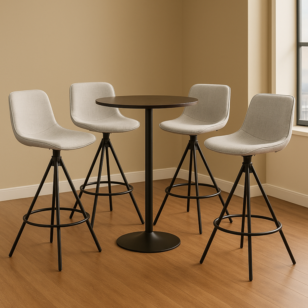 Ensemble – 2 chaises de bar en tissu doux et reflets lumineux – Solna