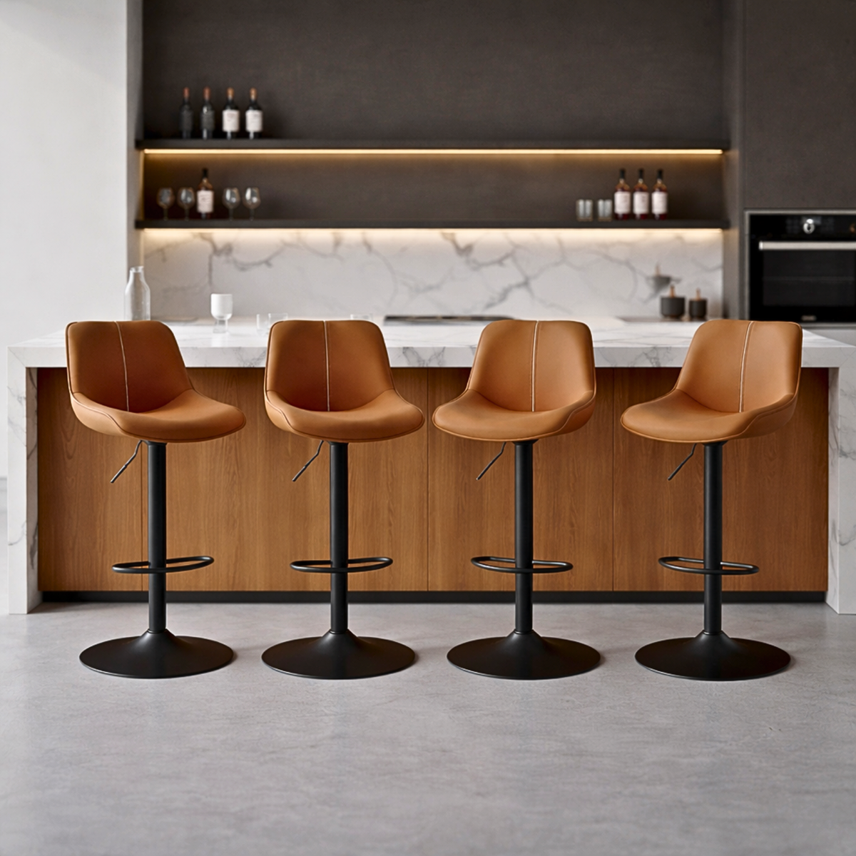 4 chaises de bar réglables en similicuir haute densité – Prague