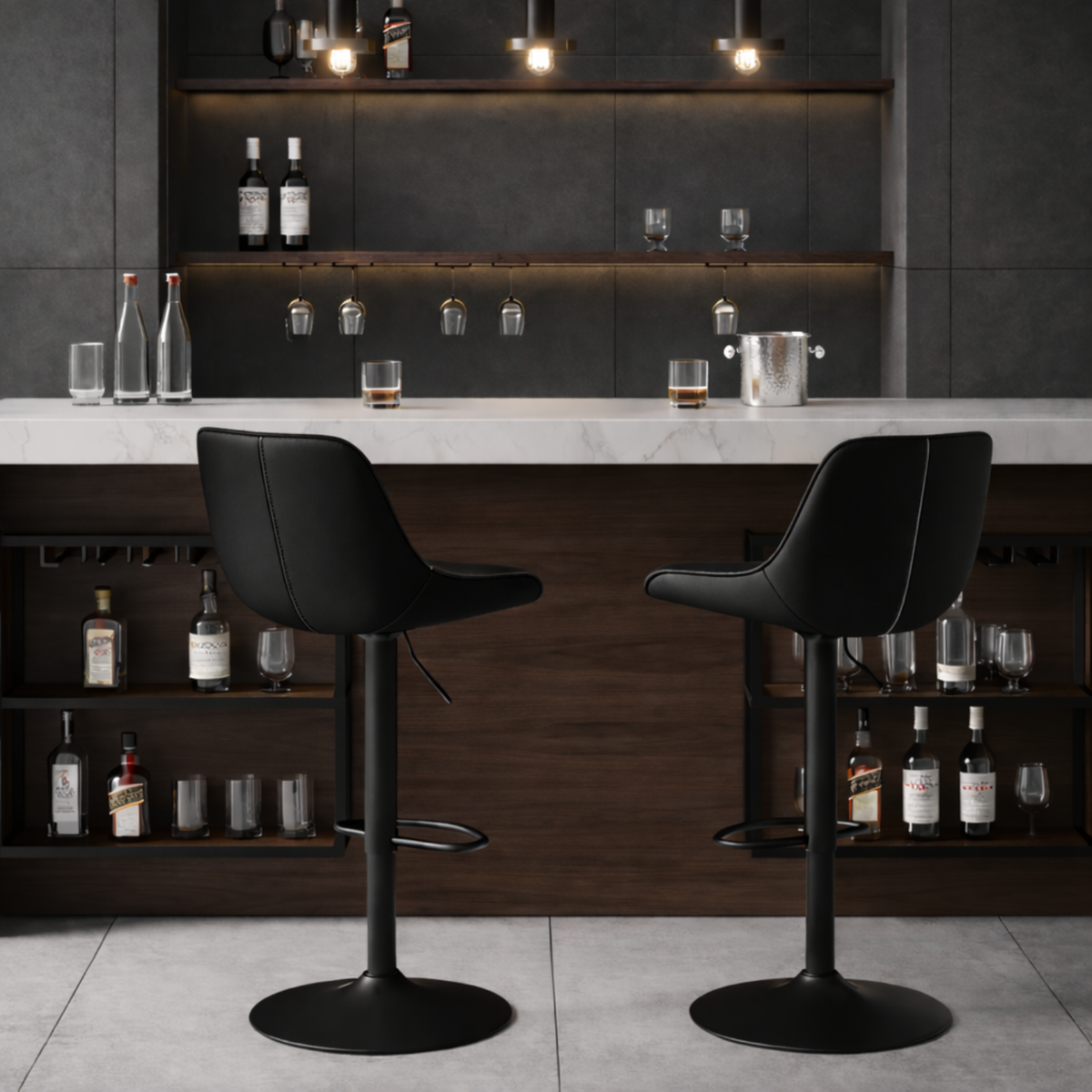 Ensemble – 2 chaises de bar réglables en similicuir — Prague