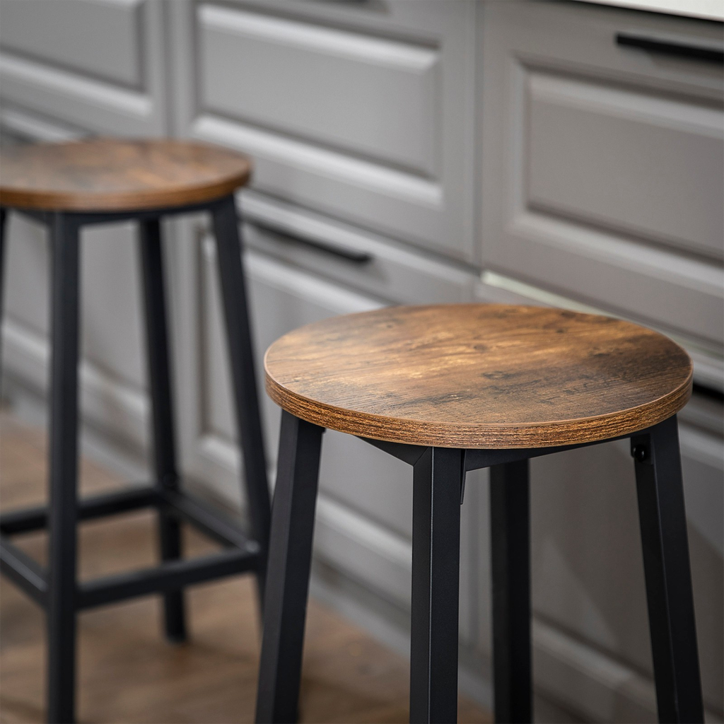 Ensemble – 2 tabourets de bar 65 cm au design industriel et robuste – Walter