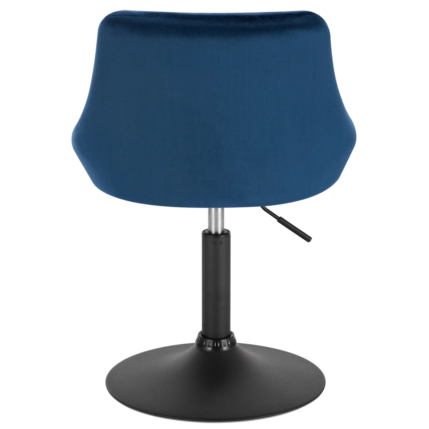 Chaise de bar bleue en velours vue de dos avec pied noir Image