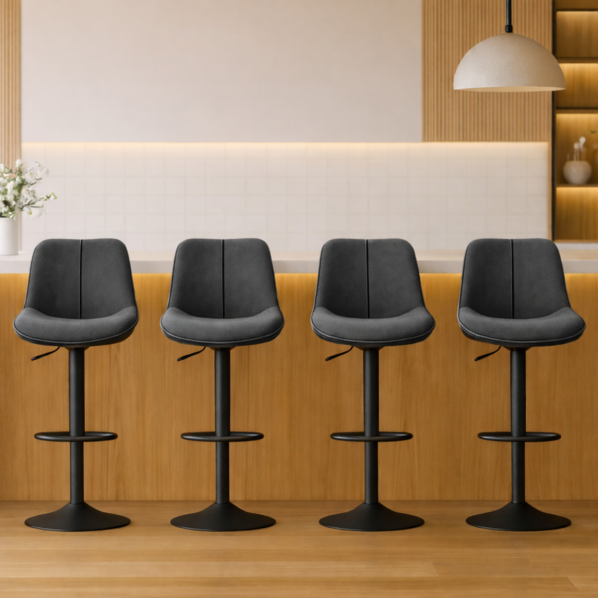 4 chaises de bar en velours sobre et accueillant – Russel