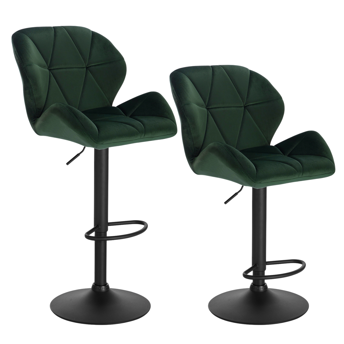 Ensemble – 2 chaises de bar stylisées et galbées en velours – Berlin