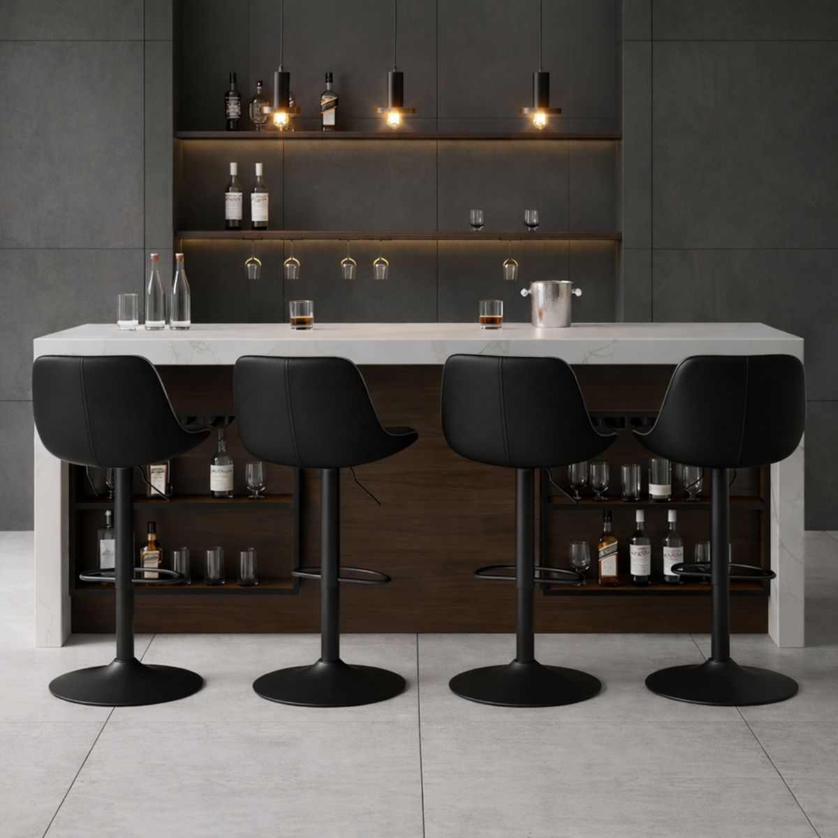 Ensemble – 2 chaises de bar réglables en similicuir — Prague