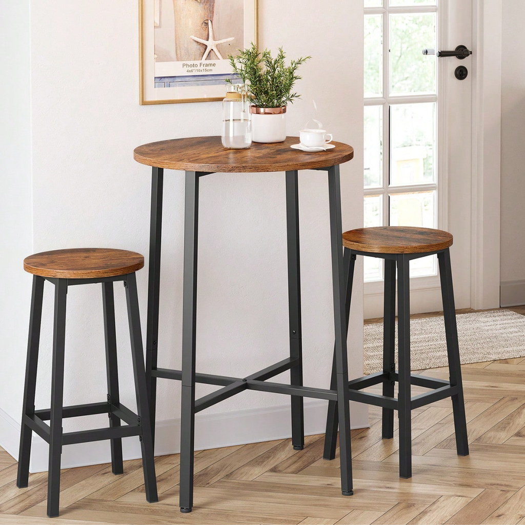 Ensemble – 2 tabourets de bar 65 cm au design industriel et robuste – Walter
