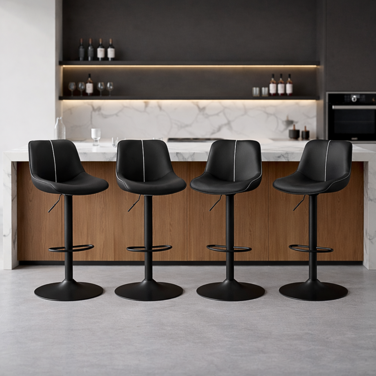 4 chaises de bar réglables en similicuir haute densité – Prague