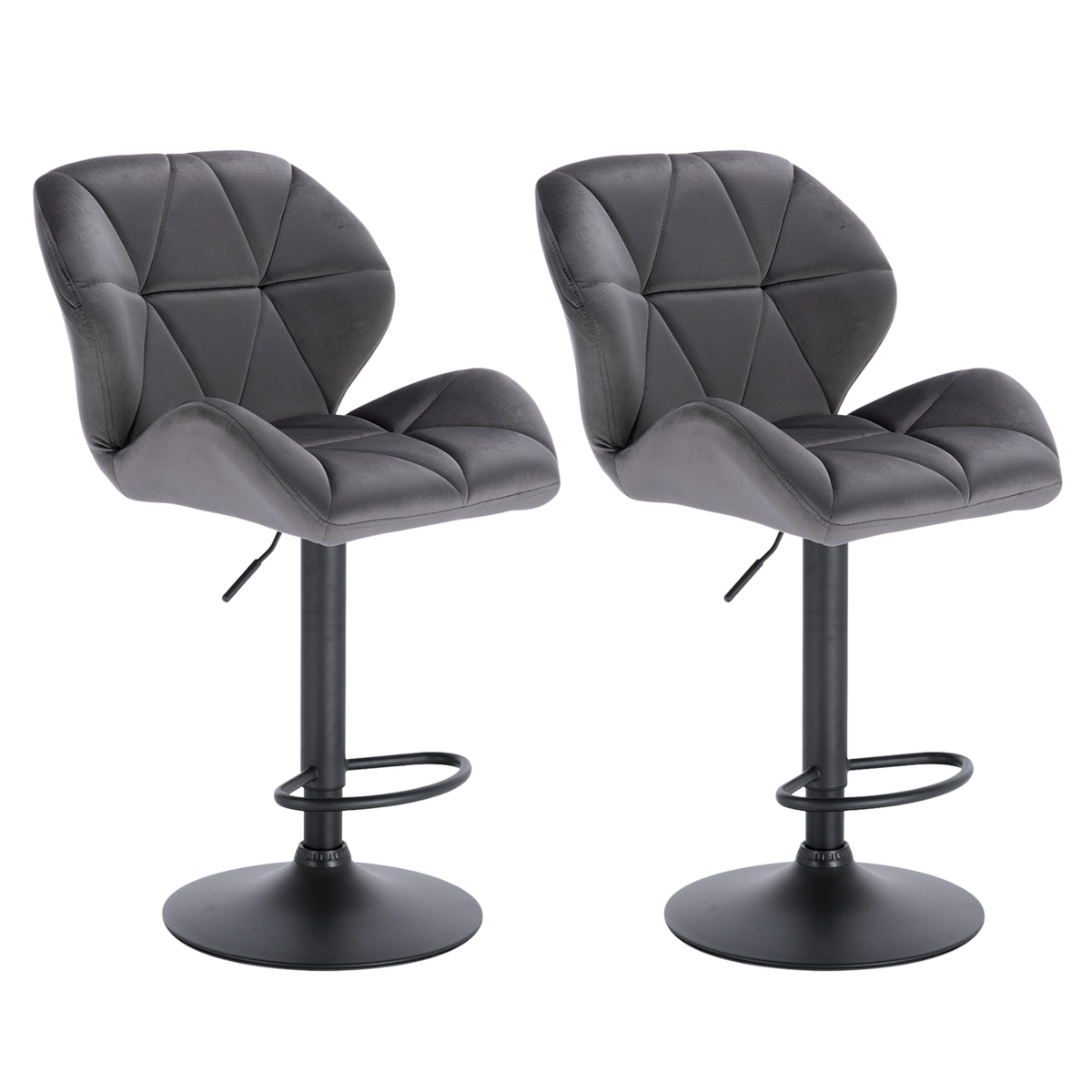 Ensemble – 2 chaises de bar stylisées et galbées en velours – Berlin