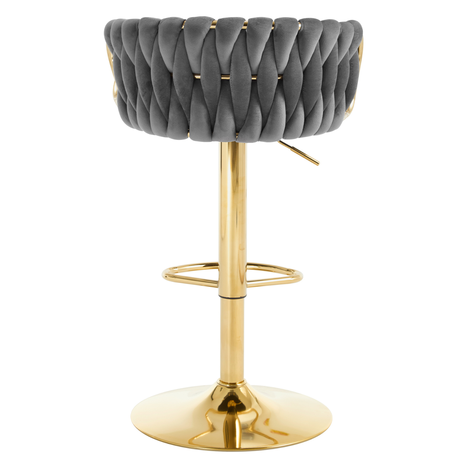 Chaise de bar grise unique à pied doré sur fond clair Image