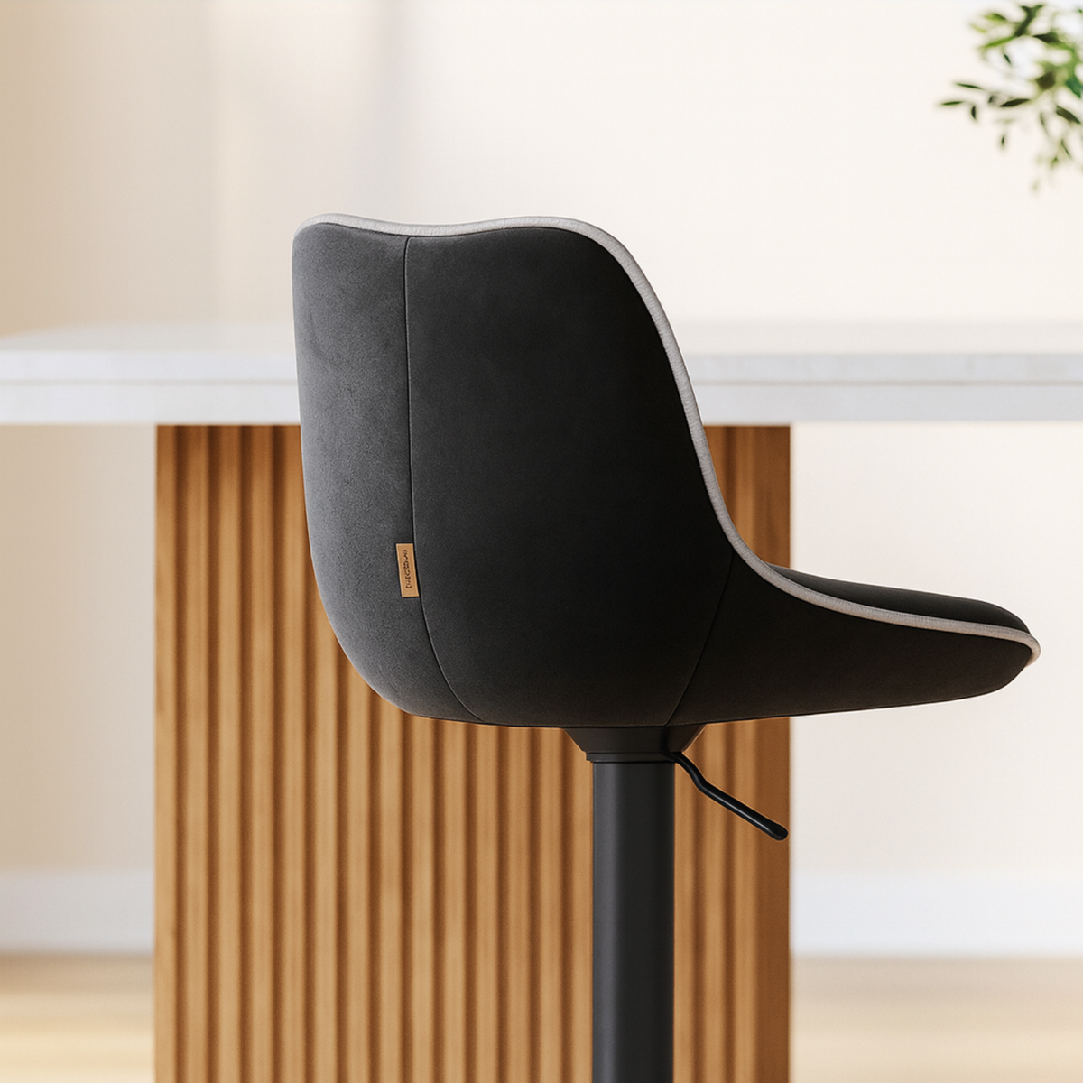 Ensemble – 2 chaises de bar en velours sobre et confortable – Russel