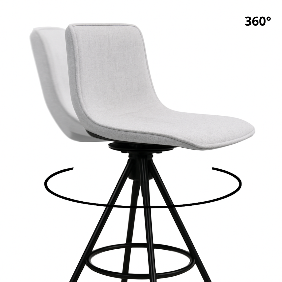 Ensemble – 2 chaises de bar scandinaves 65 cm en tissu doux et lumineux – Solna