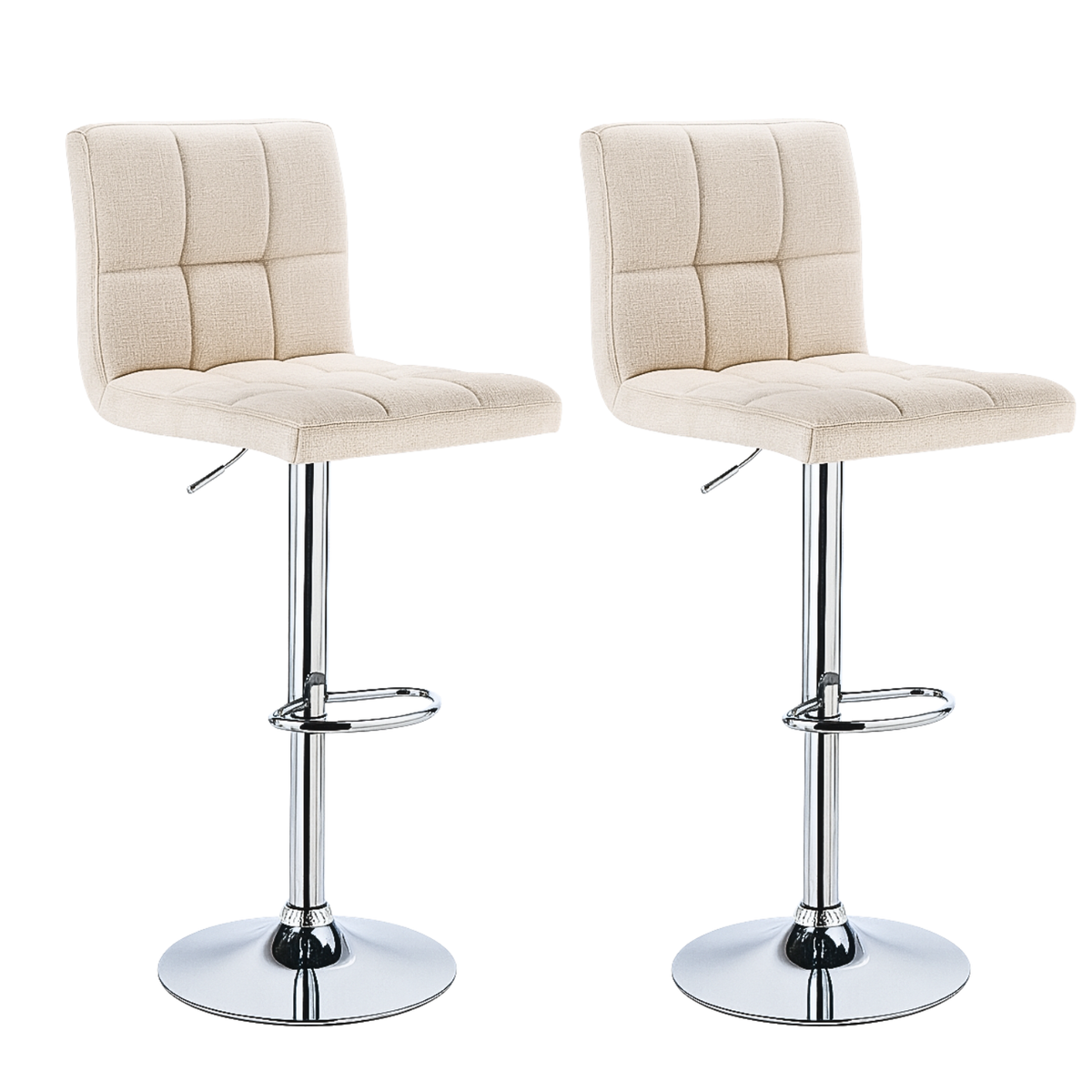 Ensemble – 2 chaises de bar en tissu au design sobre et matelassé – Stella