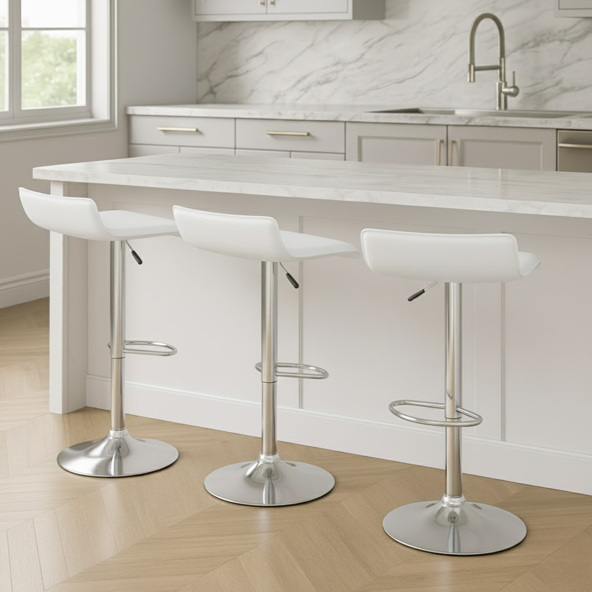 Ensemble – 2 tabourets de bar en cuir au design simple et épuré – Axis