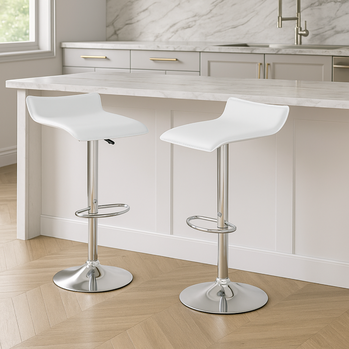 Ensemble – 2 tabourets de bar en cuir au design simple et épuré – Axis