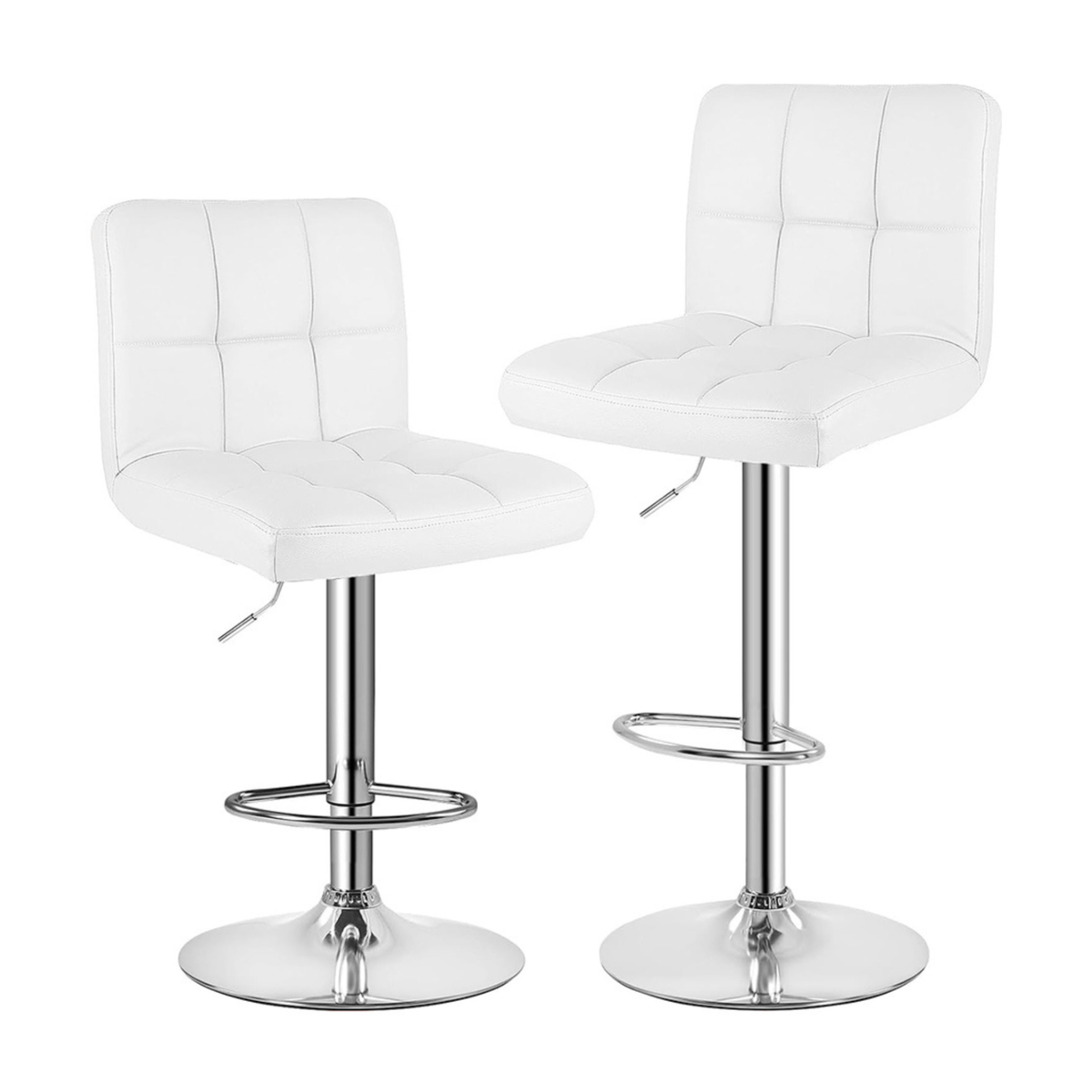 Ensemble – 2 chaises de bar en cuir au design sobre et matelassé – Stella