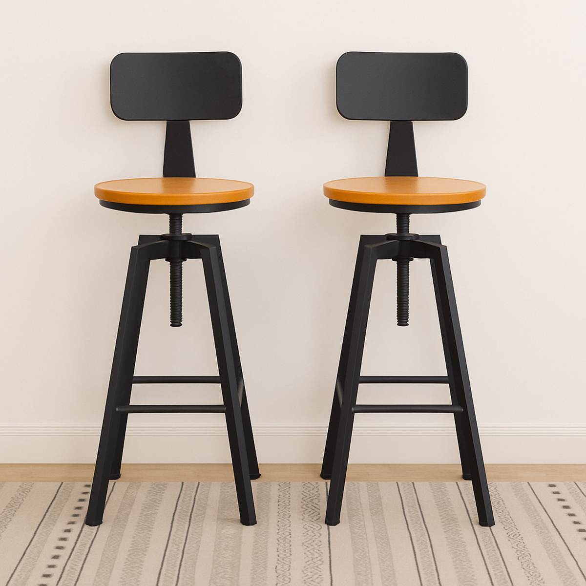 Ensemble – 2 chaises de bar innovantes au design graphique – Brik