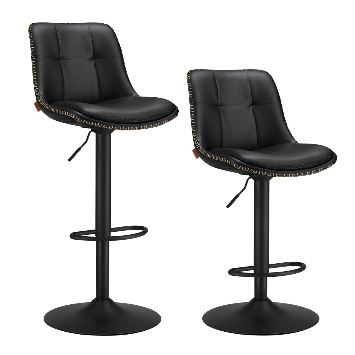 Ensemble – 2 chaises de bar en cuir au style sobre et galbé – Camden