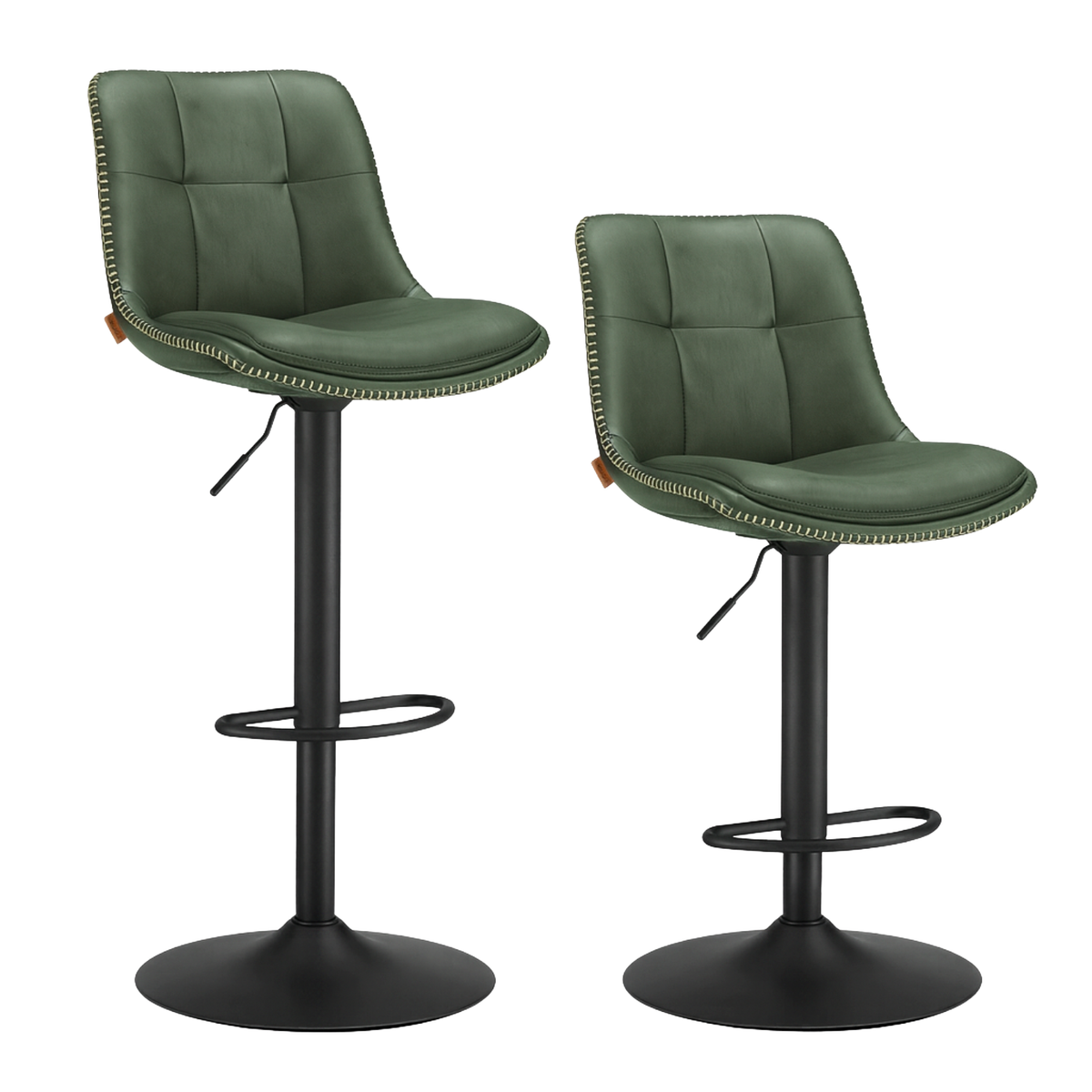 Ensemble – 2 chaises de bar en cuir au style sobre et galbé – Camden