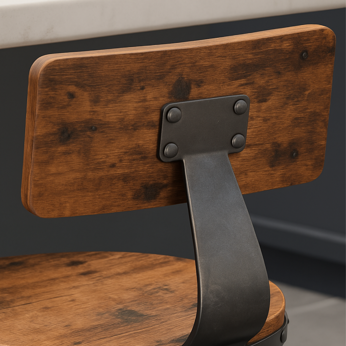 Ensemble – 2 chaises de bar 60 cm au design industriel et boisé – Hudson