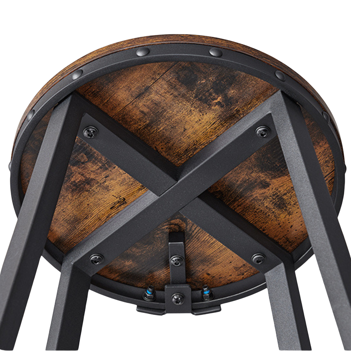 Ensemble – 2 chaises de bar 60 cm au design industriel et boisé – Hudson