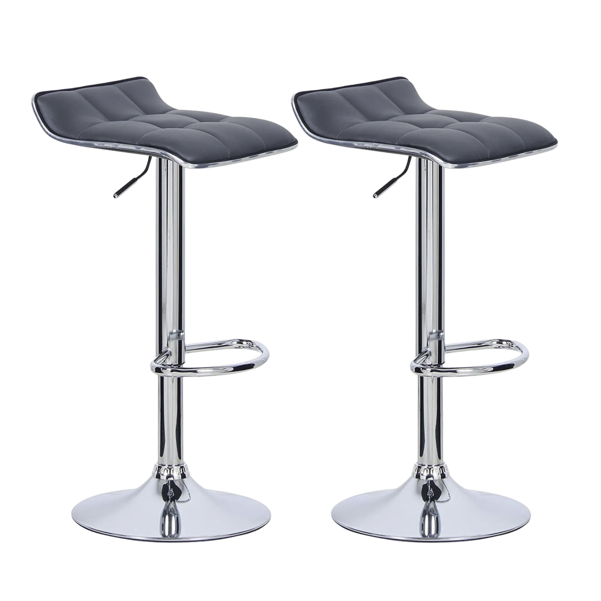 Ensemble – 2 tabourets de bar chromés au design minimaliste – Klark
