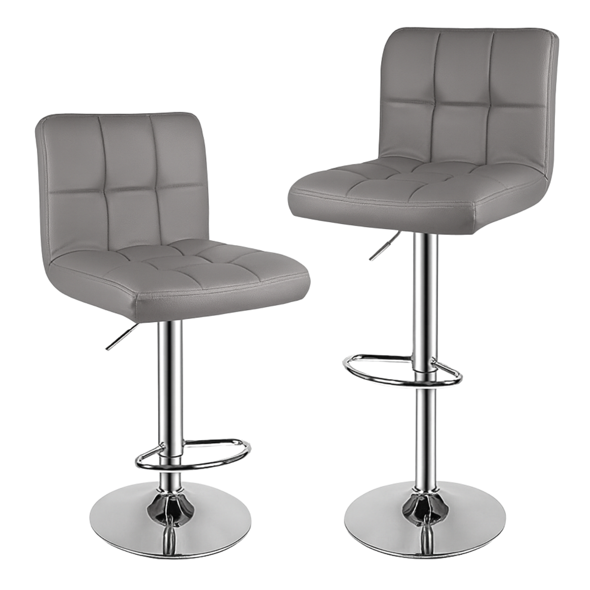 Ensemble – 2 chaises de bar en cuir au design sobre et matelassé – Stella