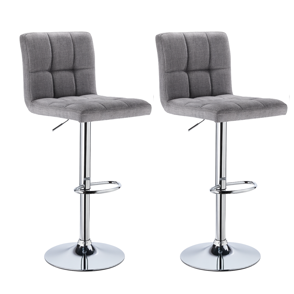 Ensemble – 2 chaises de bar en tissu au design sobre et matelassé – Stella