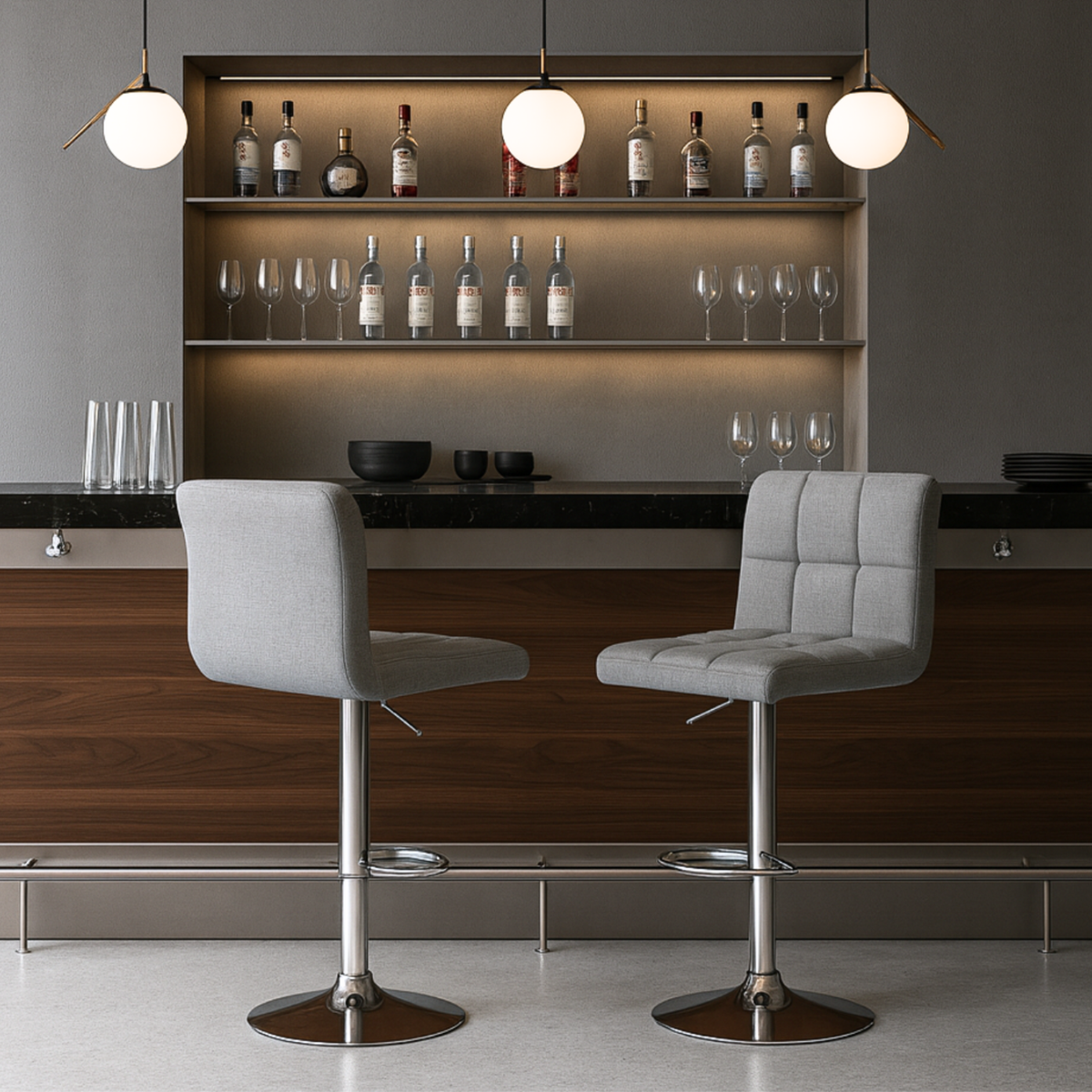 Chaises de bar au tissu sobre et matelassé – Stella