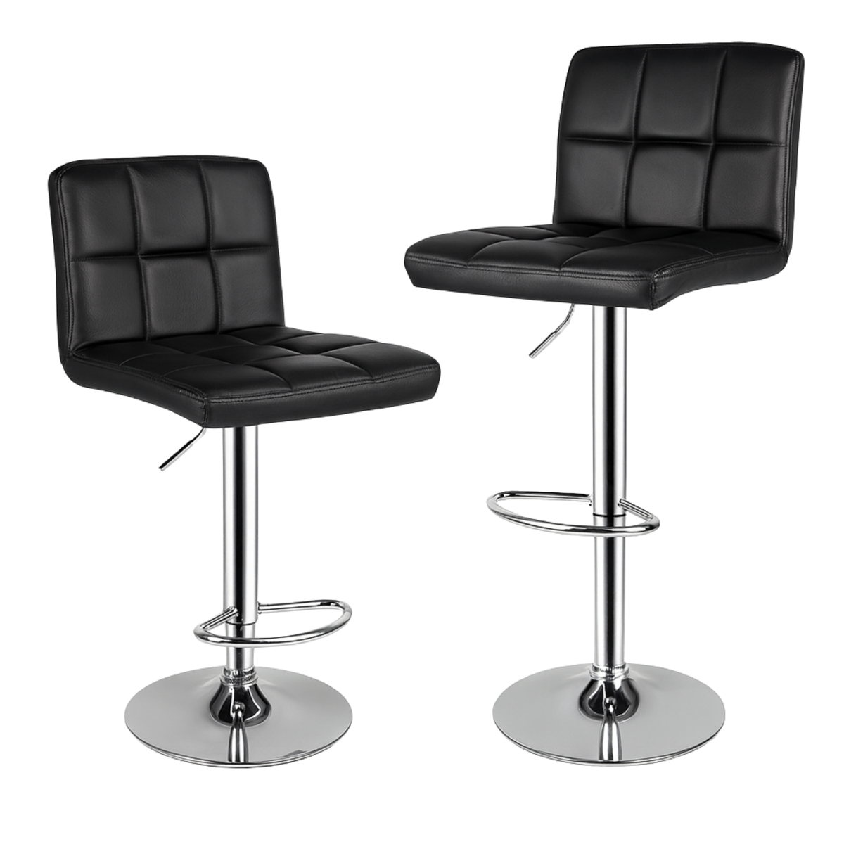 Ensemble – 2 chaises de bar en cuir au design sobre et matelassé – Stella