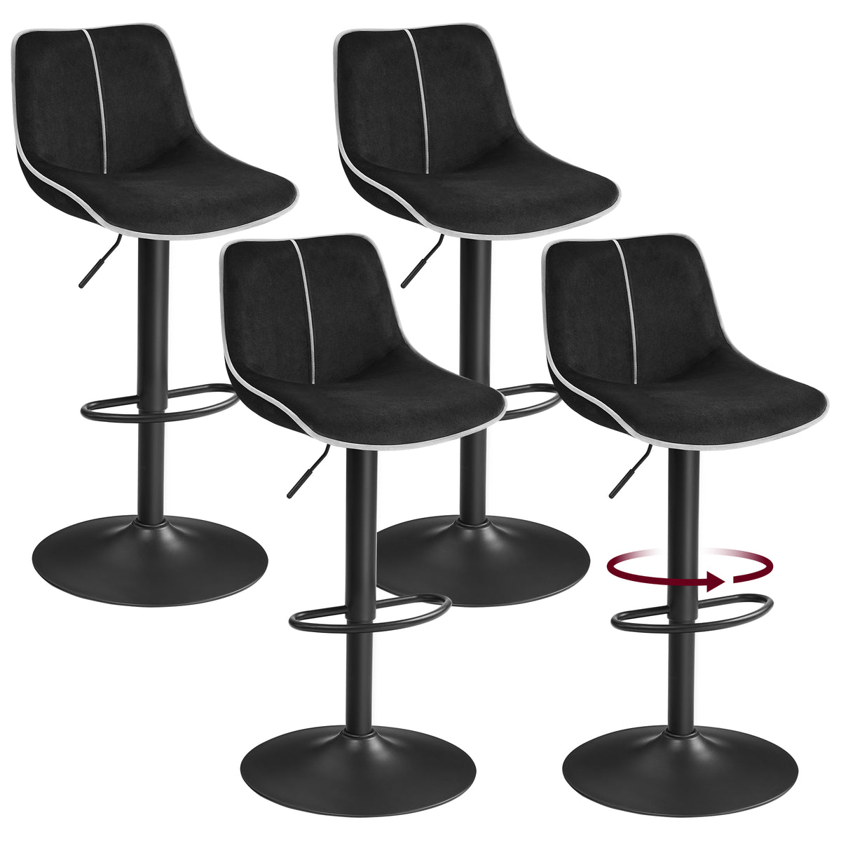 Ensemble – 2 chaises de bar en velours sobre et confortable – Russel