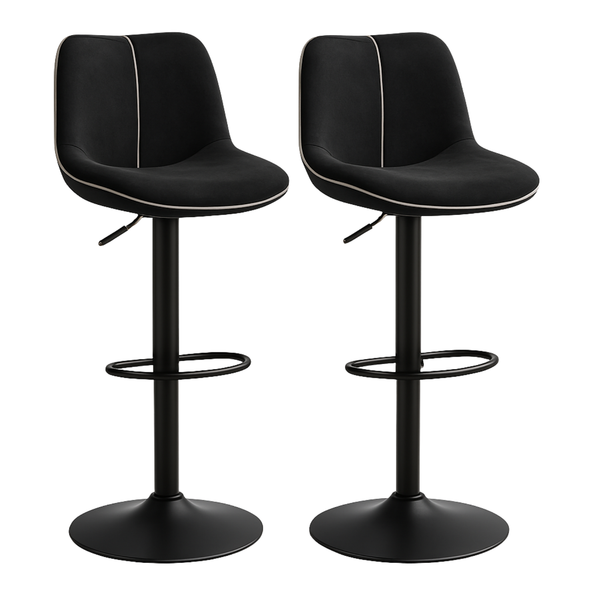 Ensemble – 2 chaises de bar en velours sobre et confortable – Russel