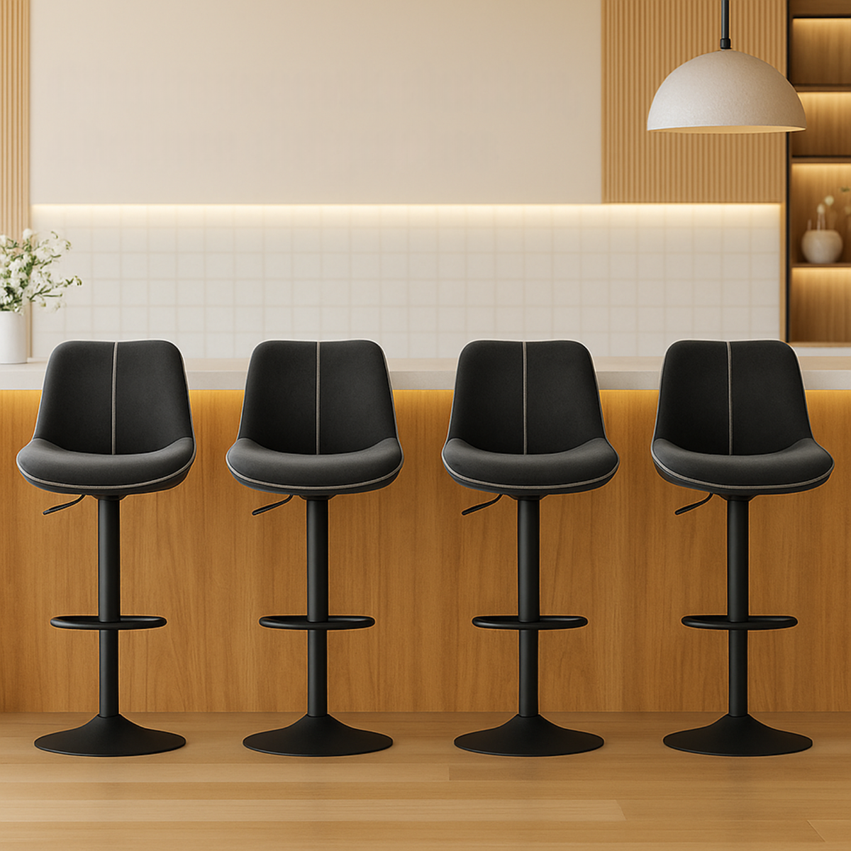 Ensemble – 2 chaises de bar en velours sobre et confortable – Russel