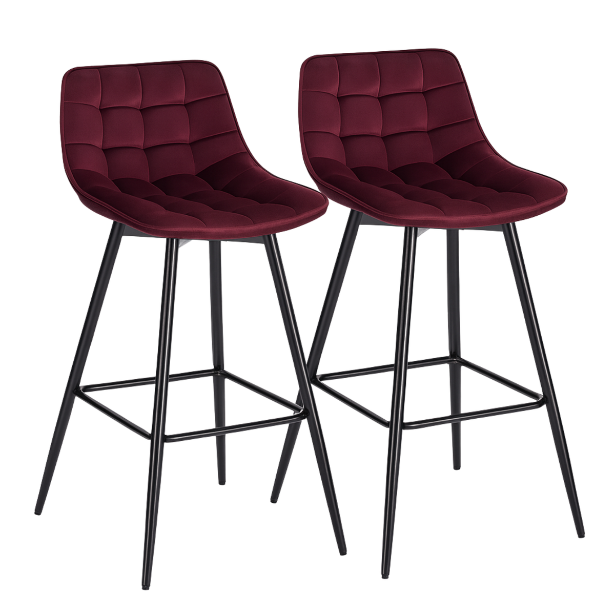 Ensemble – 2 chaises de bar scandinaves 65 cm au velours raffiné – Sören