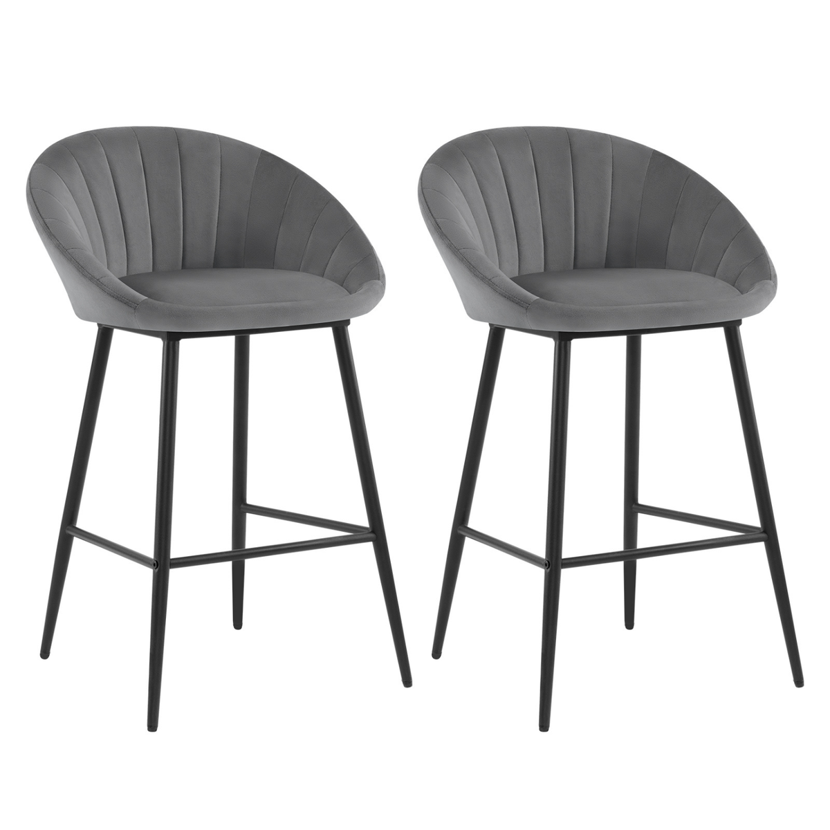 Ensemble – 2 chaises de bar scandinaves 65 cm en velours raffiné – Stockholm