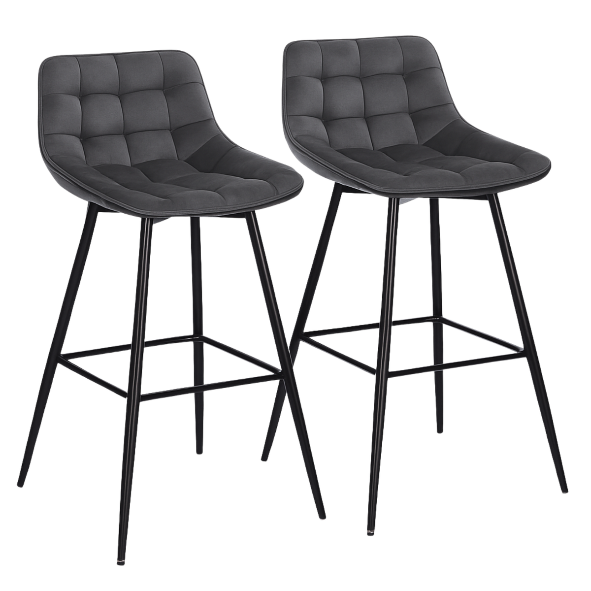 Ensemble – 2 chaises de bar scandinaves 65 cm au velours raffiné – Sören