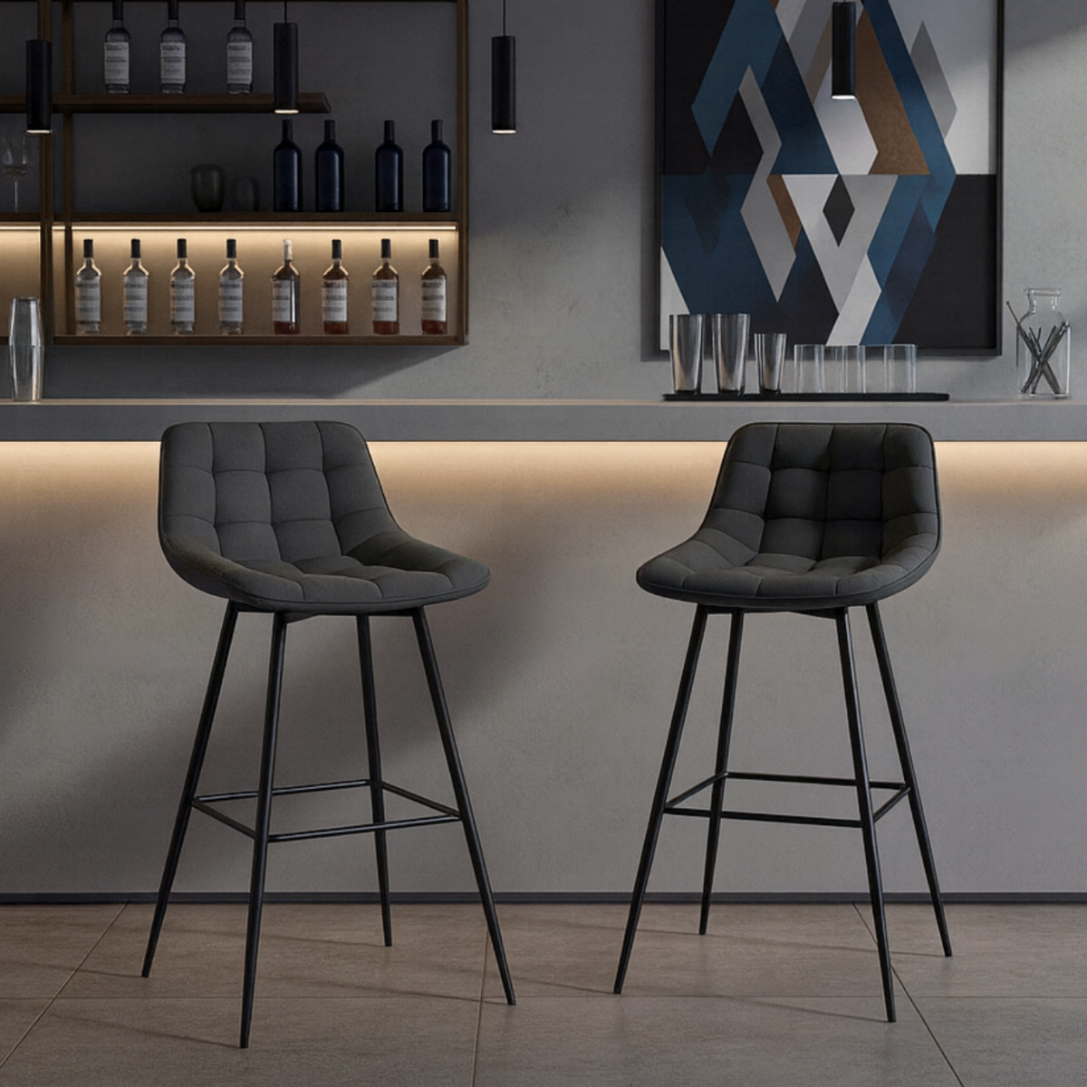 Chaises de bar scandinaves en velours doux – Sören