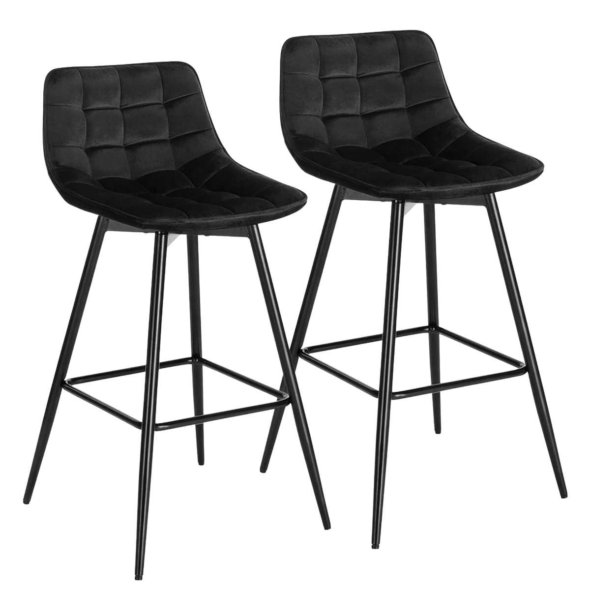 Ensemble – 2 chaises de bar scandinaves 65 cm au velours raffiné – Sören