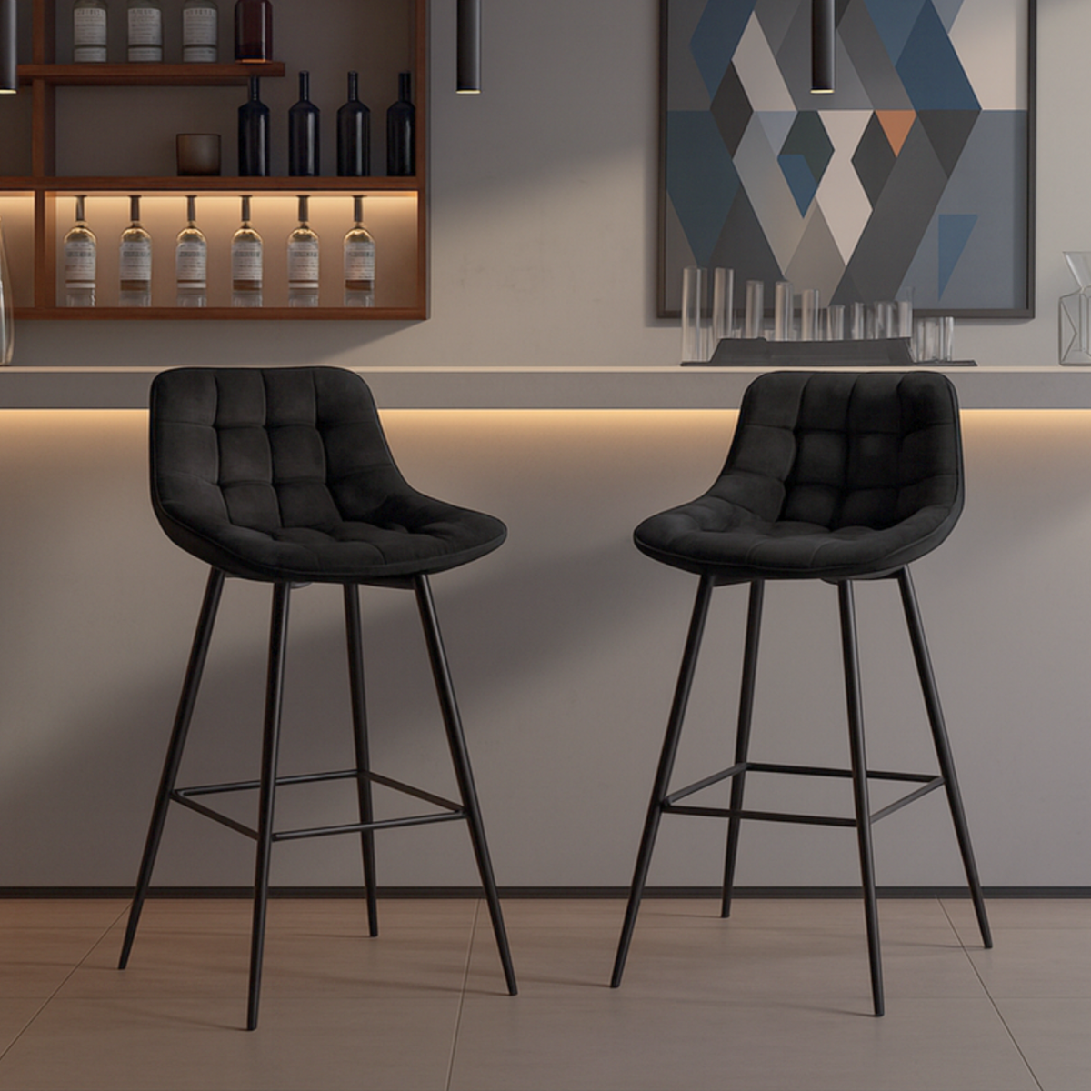 Chaises de bar scandinaves en velours doux – Sören