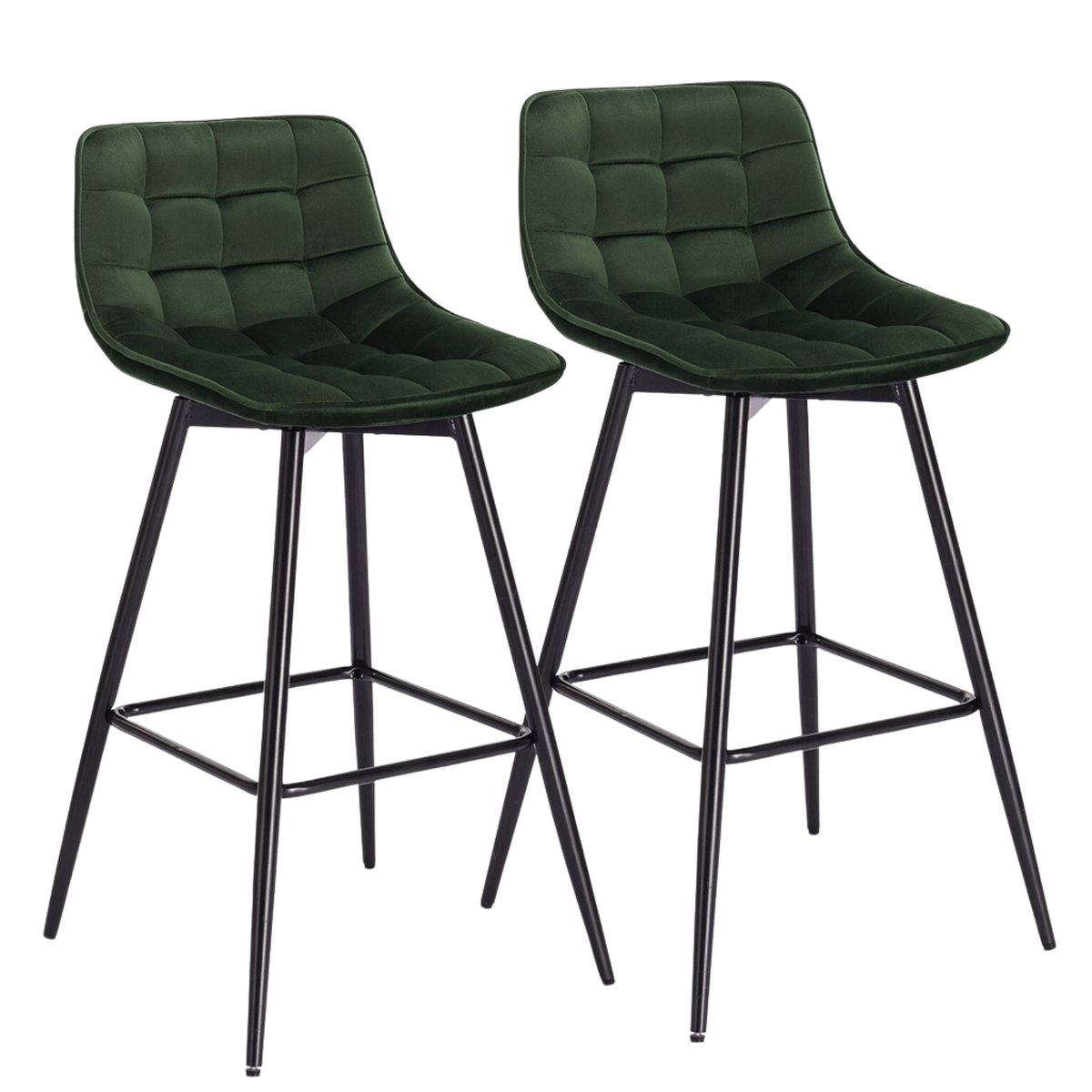 Ensemble – 2 chaises de bar scandinaves 65 cm au velours raffiné – Sören