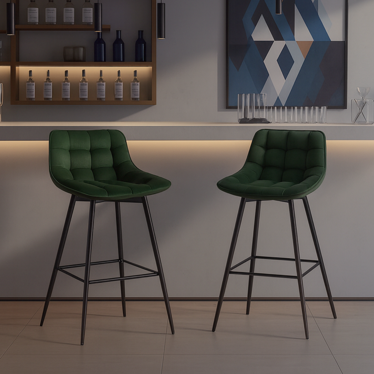 Chaises de bar scandinaves en velours doux – Sören